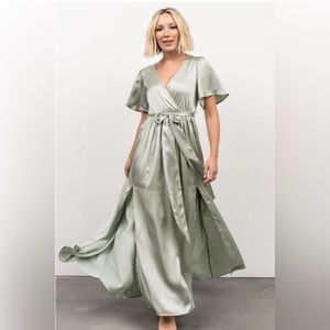 Baltic Born Sicily Sage Satin Maxi Dress